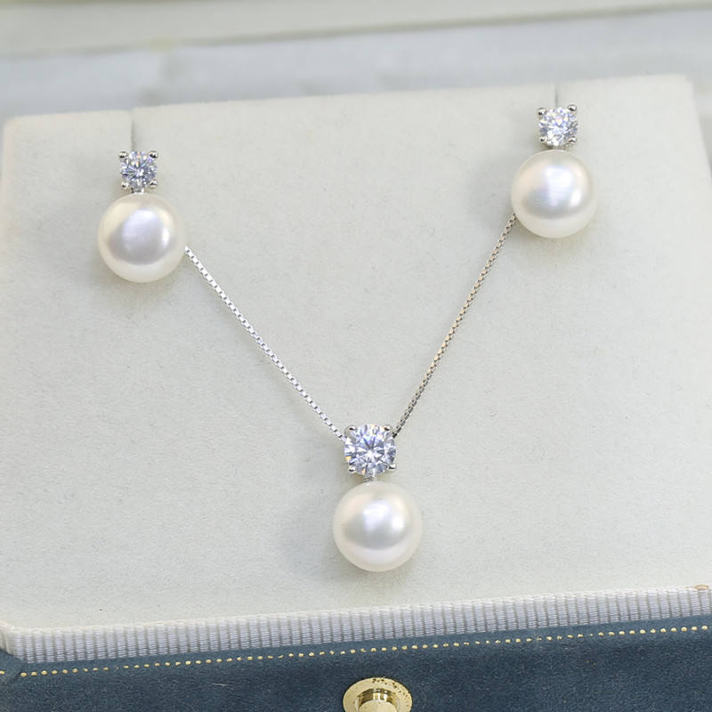 North & Pearl Pearl & CZ Necklace and Earring Set product image