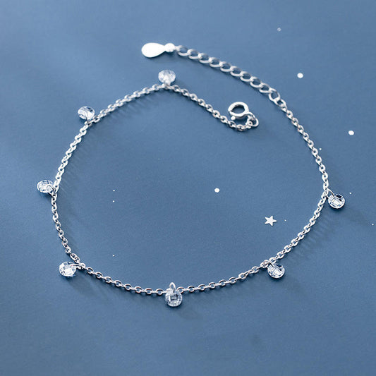 North & Pearl CZ Drop Anklet