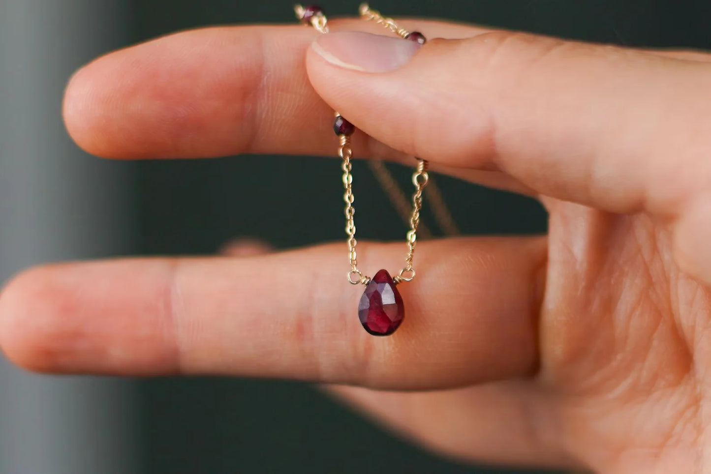North & Pearl Garnet Drop Necklace product image
