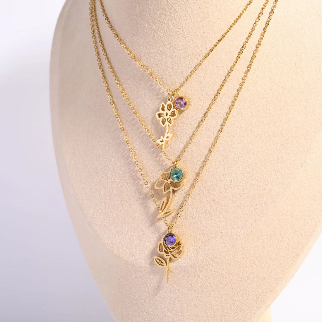 North & Pearl birth flower and birthstone necklace gift idea