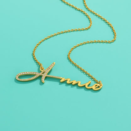 North & Pearl Refined Script Name Necklace product thumbnail 6