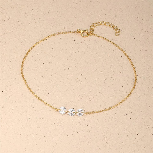 North & Pearl Trio CZ Anklet, flat lay
