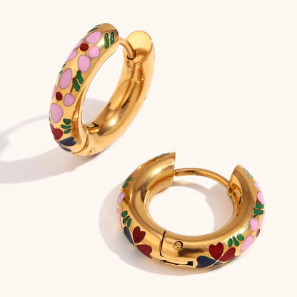 North & Pearl Enamel Clover Huggie Earrings product thumbnail 3