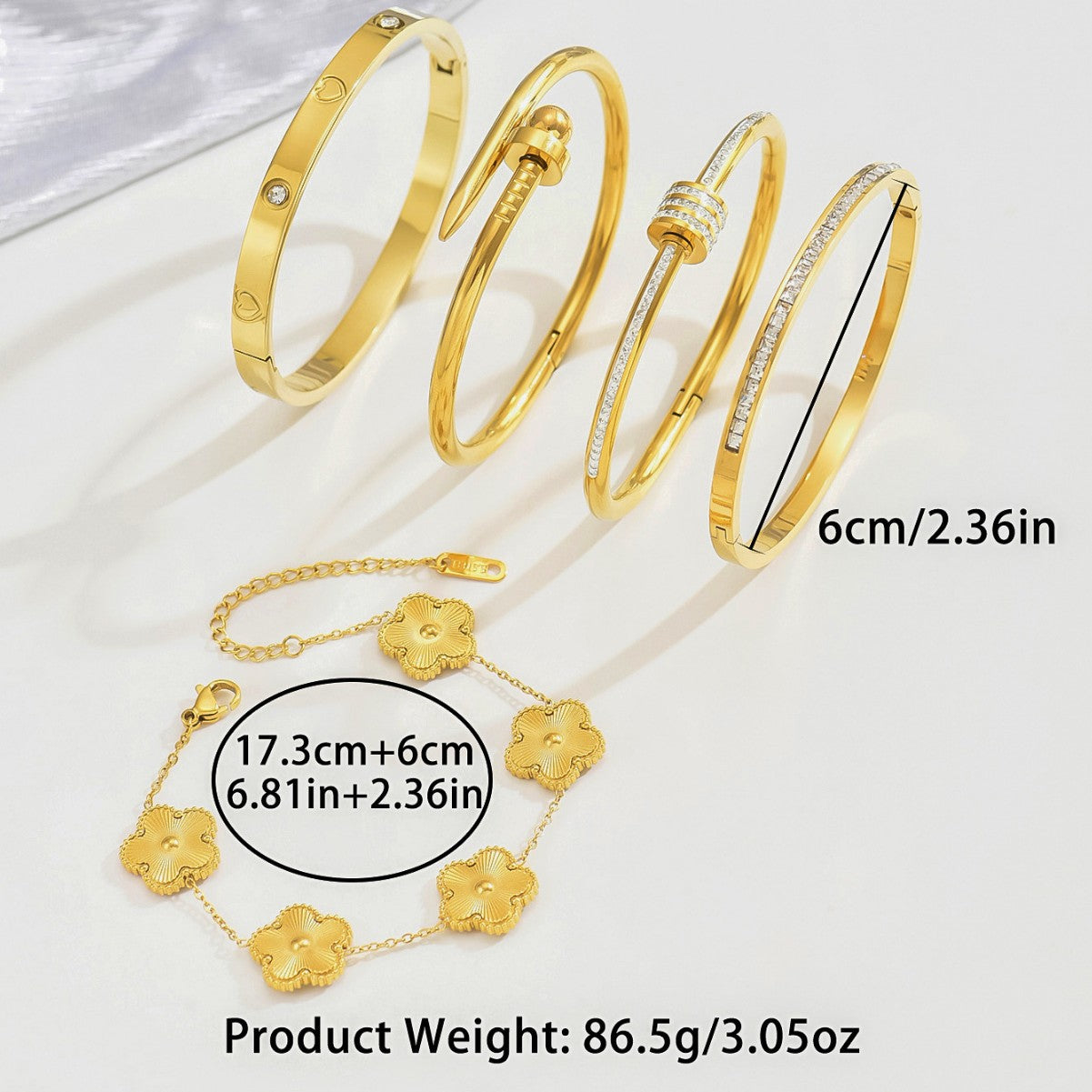 North & Pearl Hollow Flower Bangle Set product image