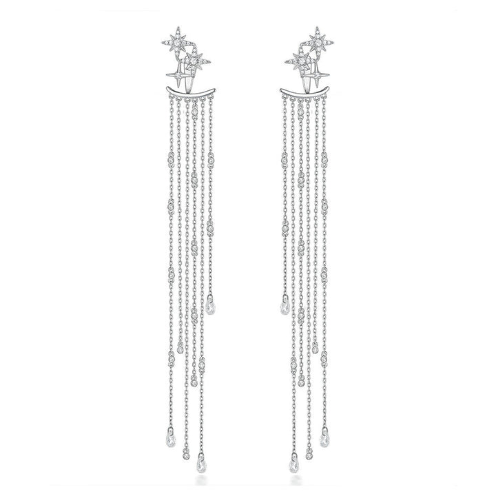 North & Pearl Star Tassel Drop Earrings, flat lay
