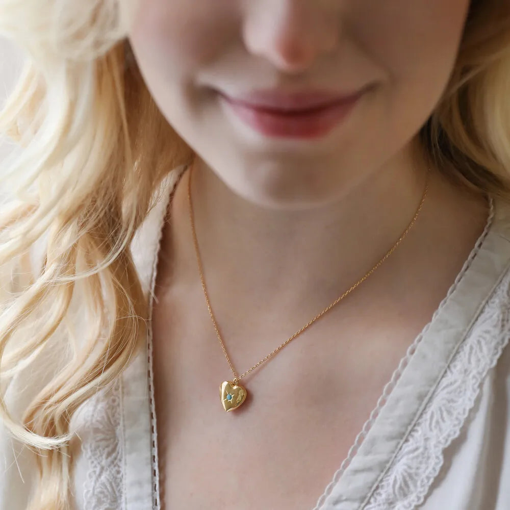 North & Pearl Heart Locket Birthstone Necklace product image