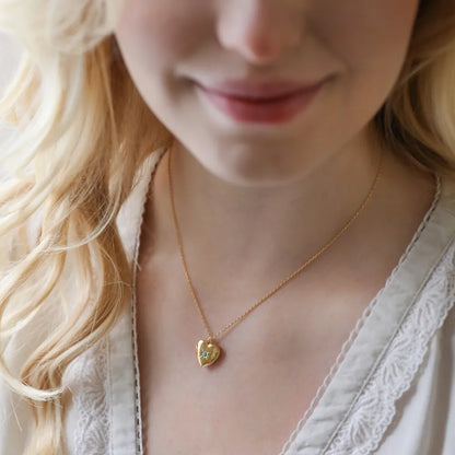 North & Pearl Heart Locket Birthstone Necklace product thumbnail 3
