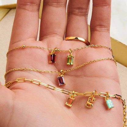 North & Pearl Rectangle Birthstone Pendant Necklace product thumbnail 2