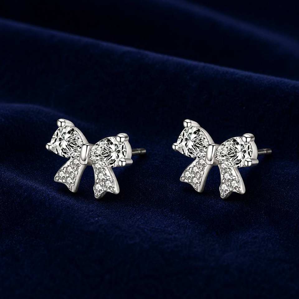 North & Pearl CZ Bow Stud Earrings product image