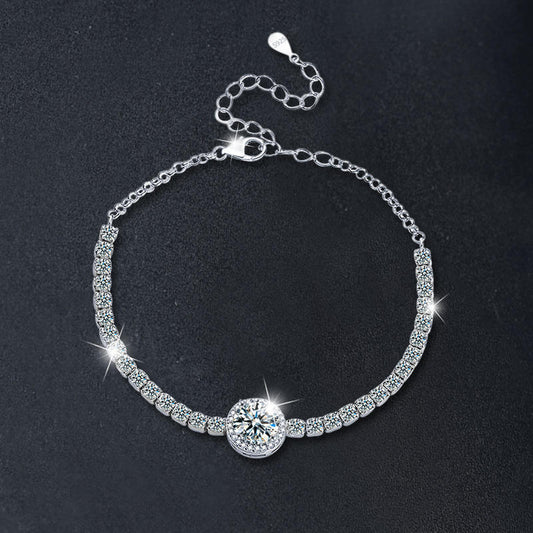 North & Pearl Halo Center Tennis Bracelet, detail