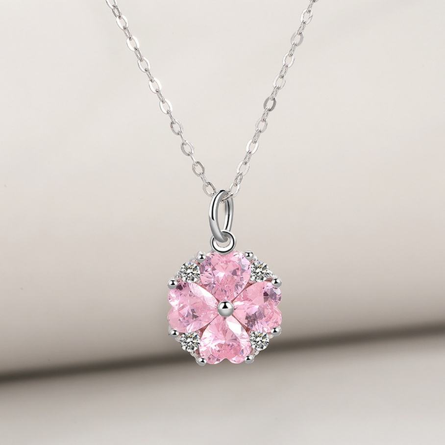 North & Pearl Pink CZ Flower Necklace, Bracelet & Earring Set product image