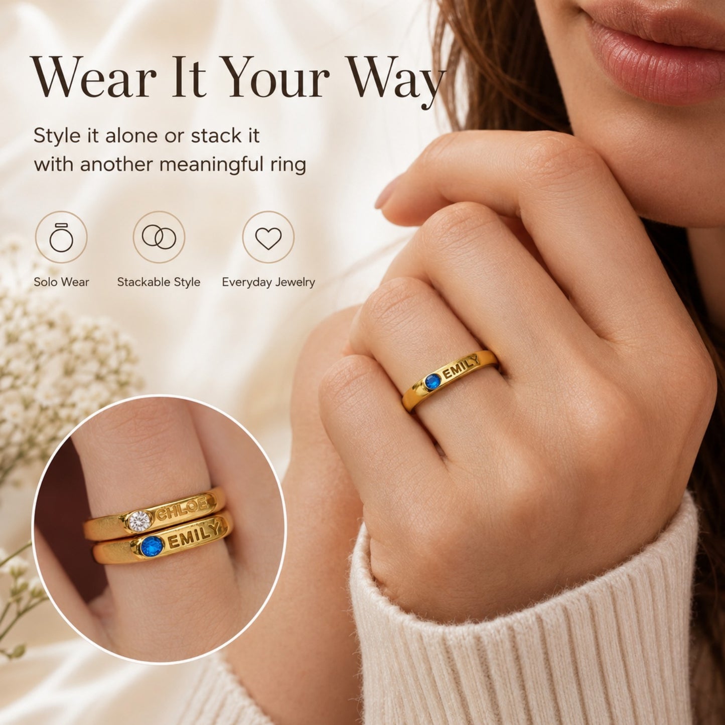 North & Pearl Birth Month Accent Ring product image