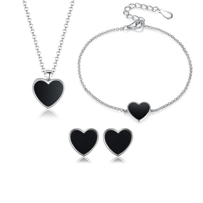 North & Pearl Black Heart Necklace, Bracelet & Earring Set product thumbnail 1