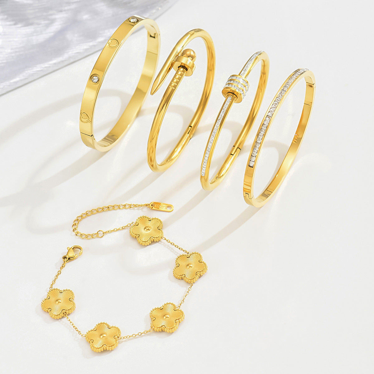 North & Pearl Hollow Flower Bangle Set product image 2