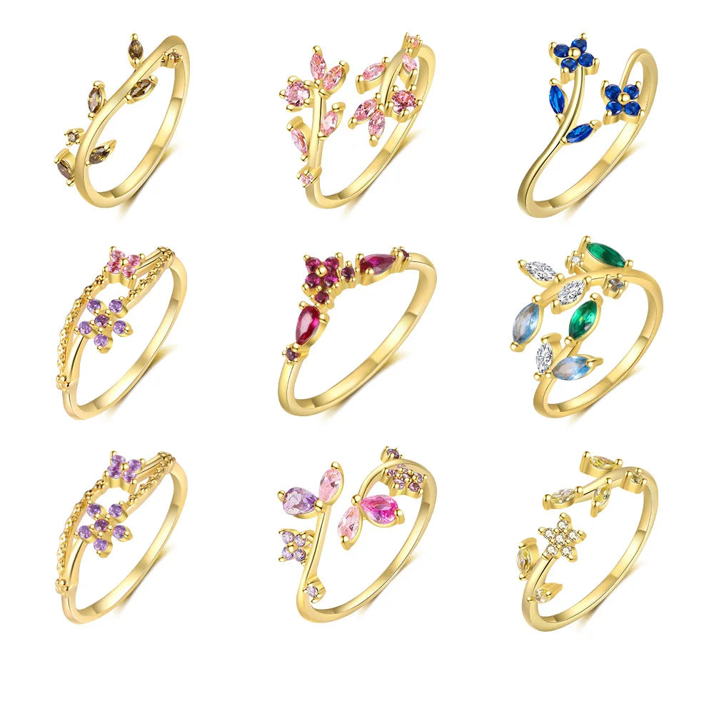 North & Pearl Flower Birthstone Open Ring product image 1