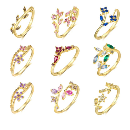 North & Pearl Flower Birthstone Open Ring product thumbnail 1