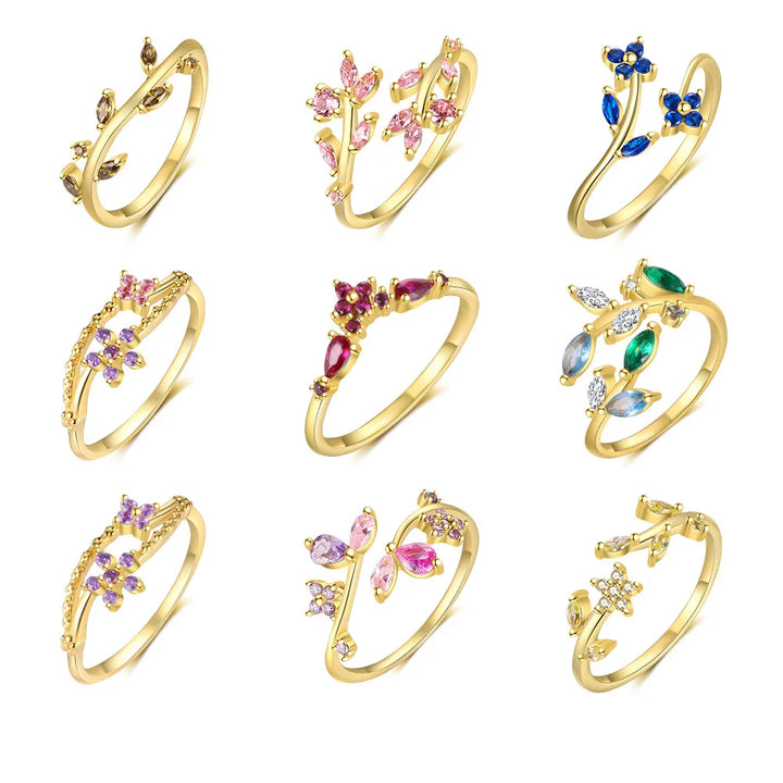 North & Pearl Flower Birthstone Open Ring ring image 1