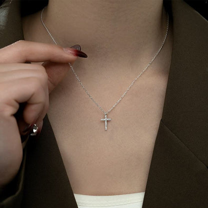 North & Pearl CZ Cross Pendant Necklace product thumbnail 3