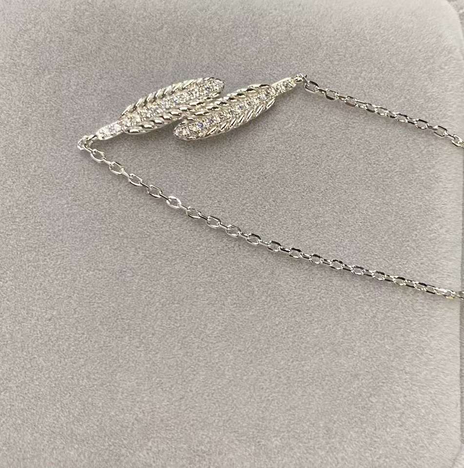 North & Pearl Wheat Leaf CZ Necklace product image