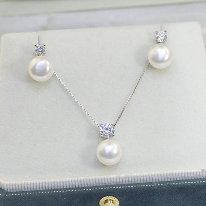 North & Pearl Pearl & CZ Necklace and Earring Set product thumbnail 3