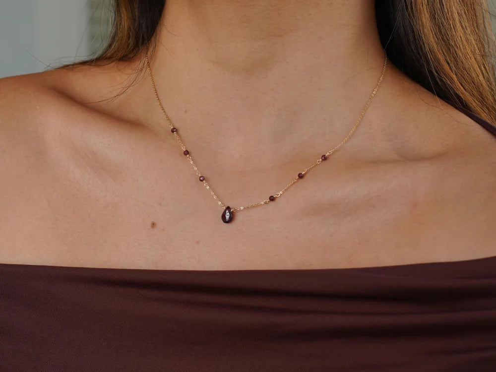 North & Pearl Garnet Drop Necklace product image