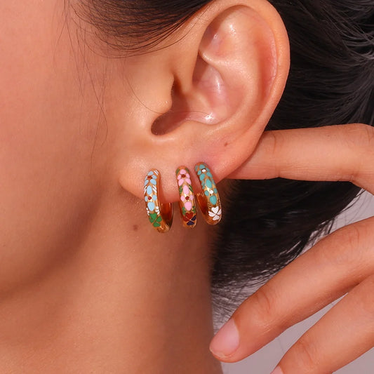 North & Pearl Enamel Clover Huggie Earrings earrings image 2