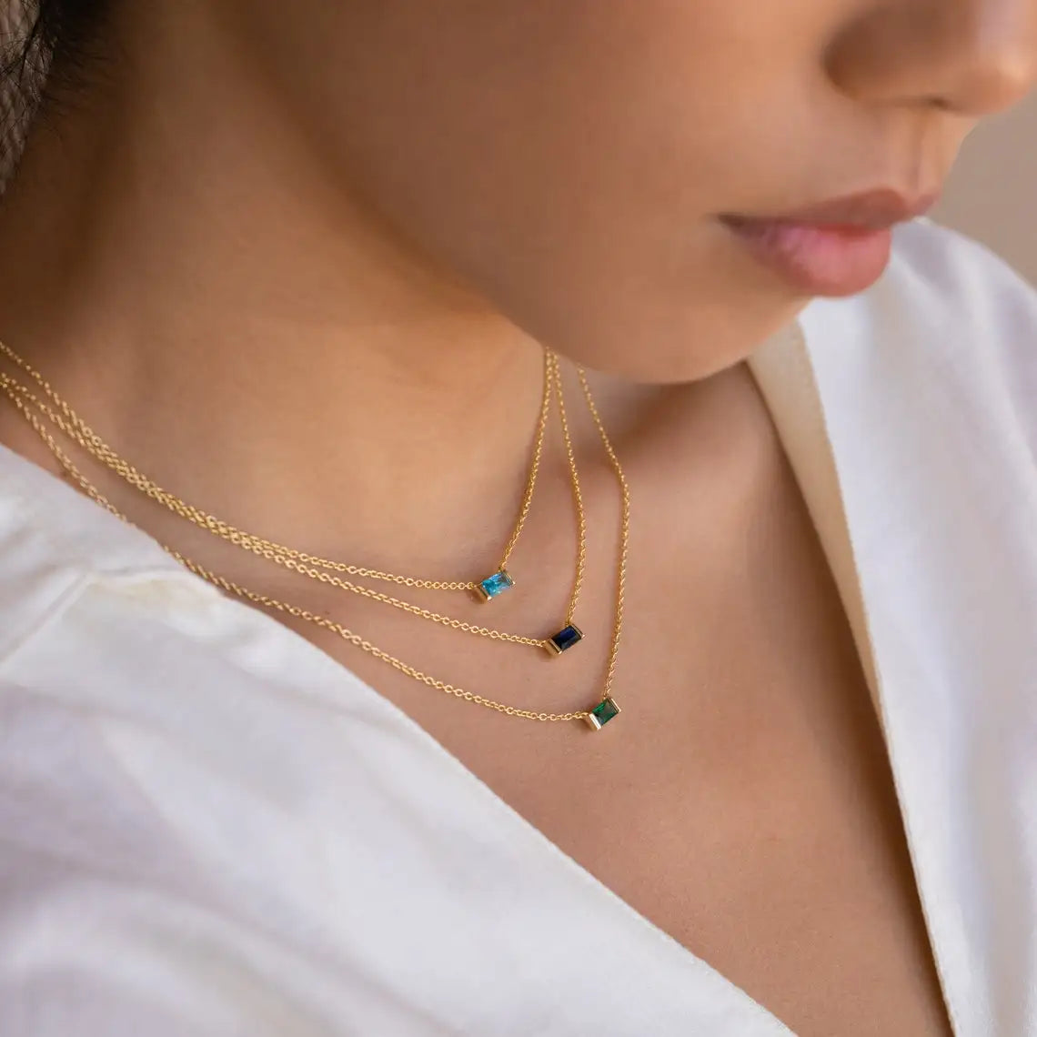 North & Pearl Baguette Birthstone Necklace product image