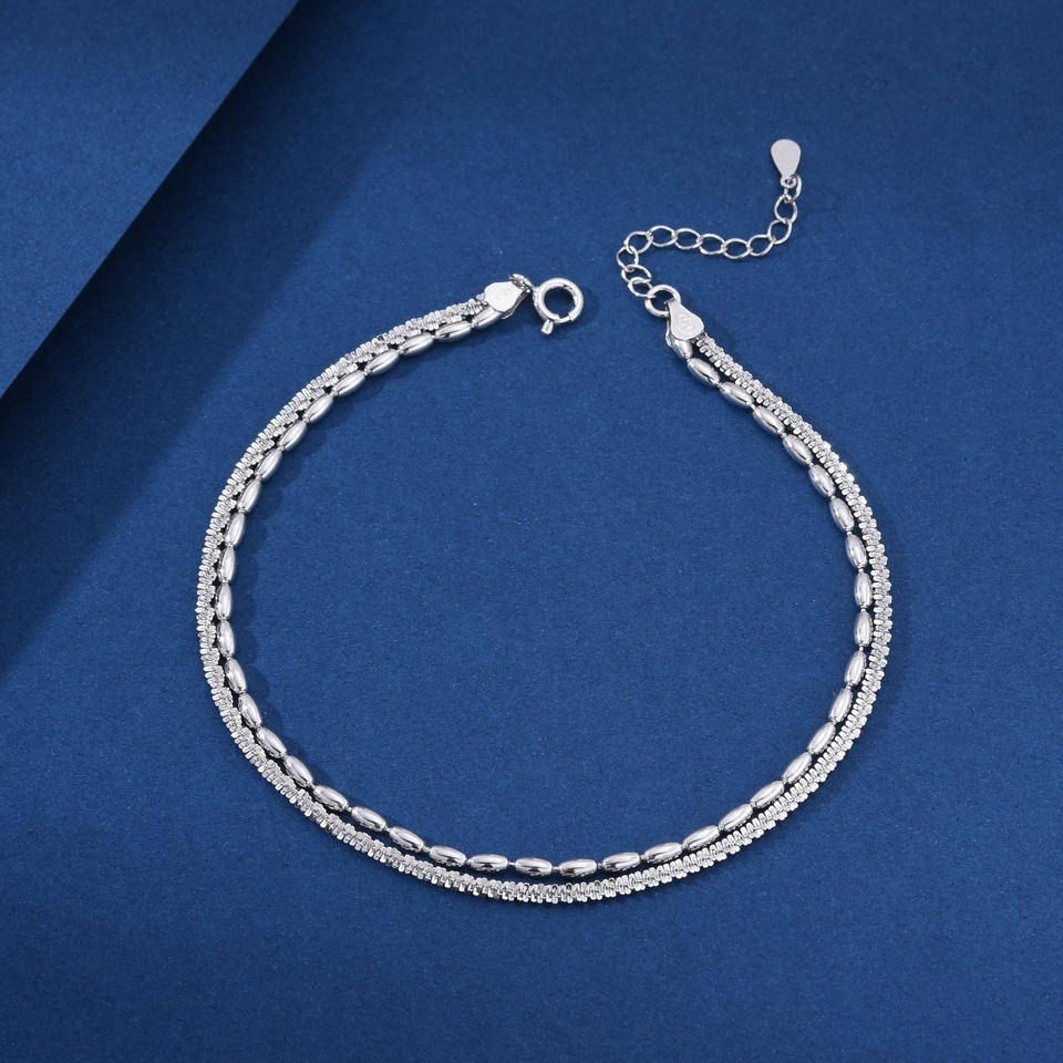 North & Pearl Double Layer Bead Chain Anklet product image