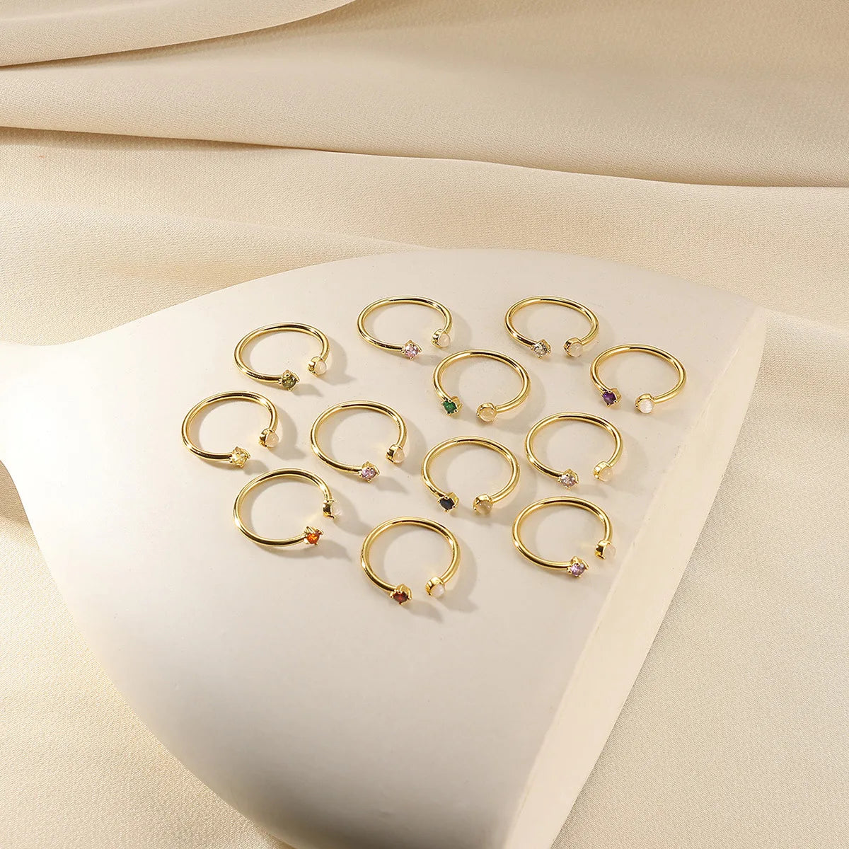 North & Pearl Minimal Birthstone Open Ring product image