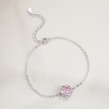 North & Pearl Pink CZ Flower Necklace, Bracelet & Earring Set product thumbnail 3