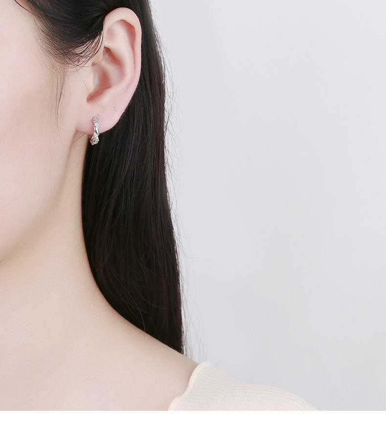 North & Pearl Twisted CZ Huggie Hoop Earrings product image 3