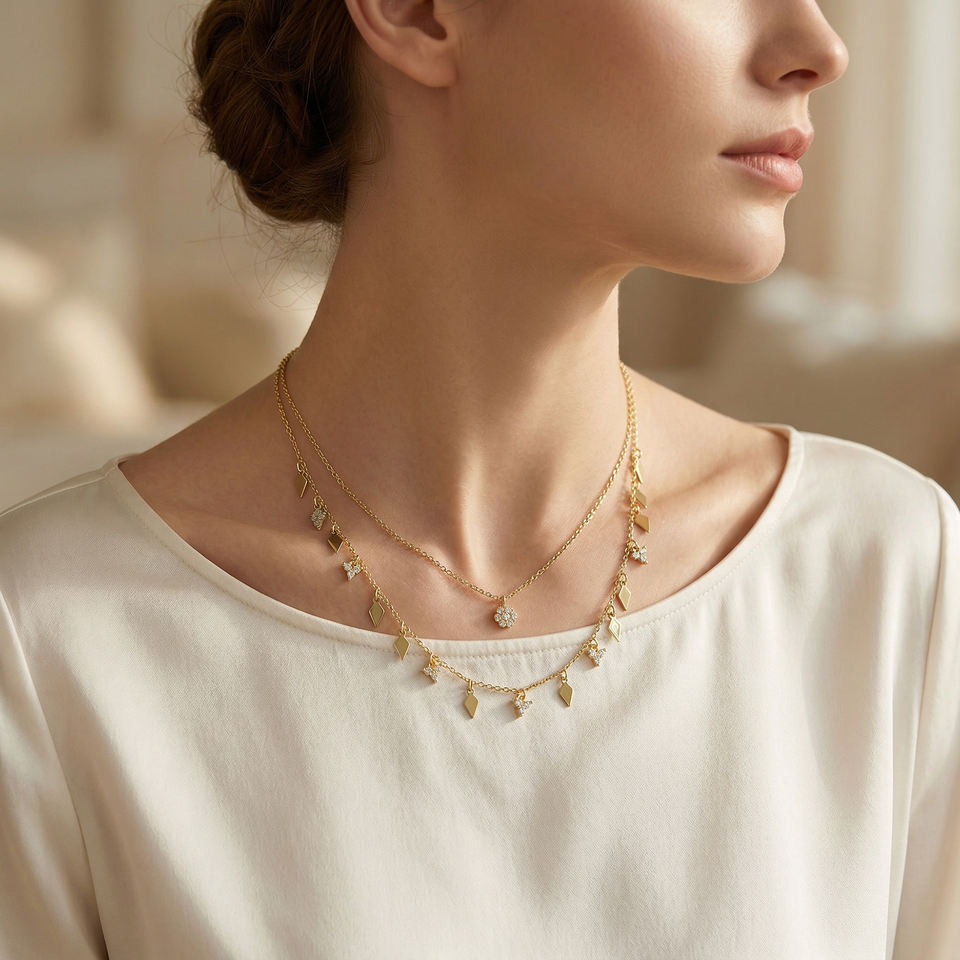 North & Pearl Double Layer Charm Necklace product image