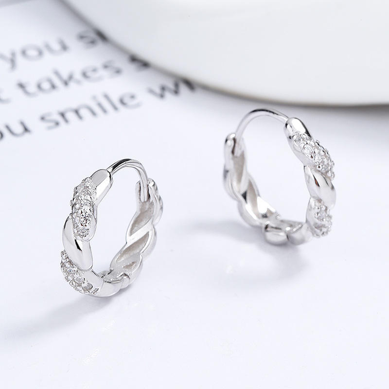 North & Pearl Twisted CZ Huggie Hoop Earrings product image 2
