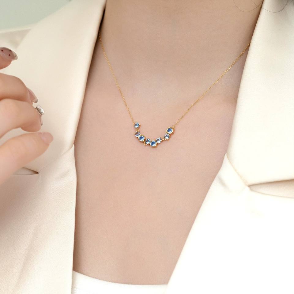 North & Pearl Blue CZ Cluster Necklace product image