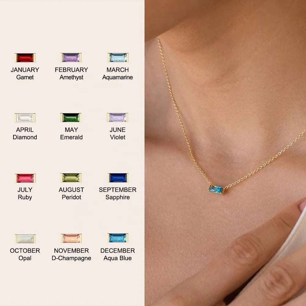 North & Pearl Baguette Birthstone Necklace product image