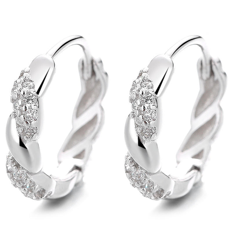 North & Pearl Twisted CZ Huggie Hoop Earrings product image 1