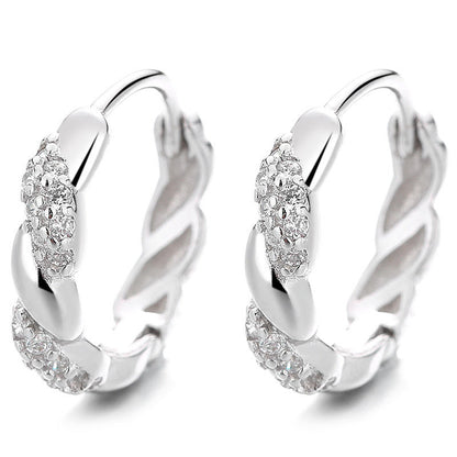 North & Pearl Twisted CZ Huggie Hoop Earrings product thumbnail 1