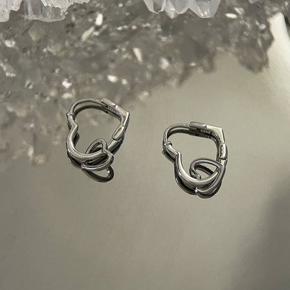 North & Pearl Double Heart Hoop Earrings product thumbnail 3