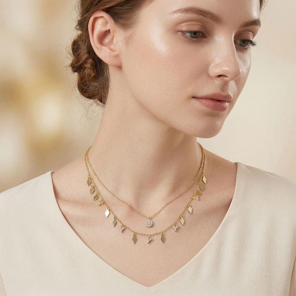 North & Pearl Double Layer Charm Necklace product image
