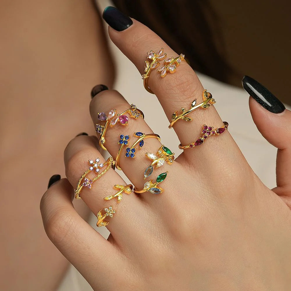 North & Pearl Flower Birthstone Open Ring product image
