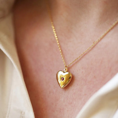 North & Pearl Heart Locket Birthstone Necklace product thumbnail 2