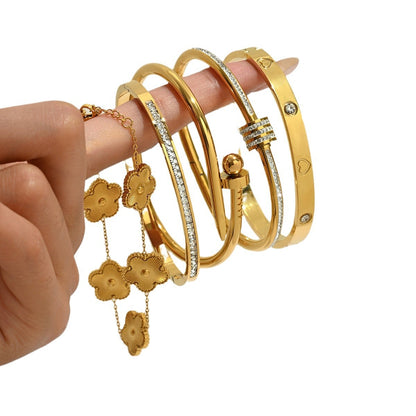 North & Pearl Hollow Flower Bangle Set product thumbnail 4