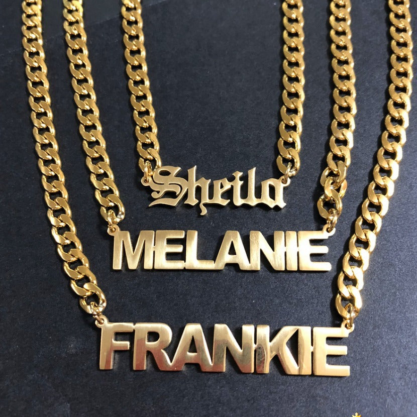 North & Pearl Charm Nameplate Necklace