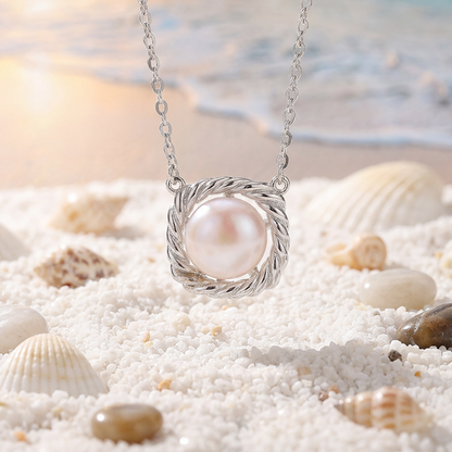 North & Pearl Twisted Frame Pearl Necklace product thumbnail 3