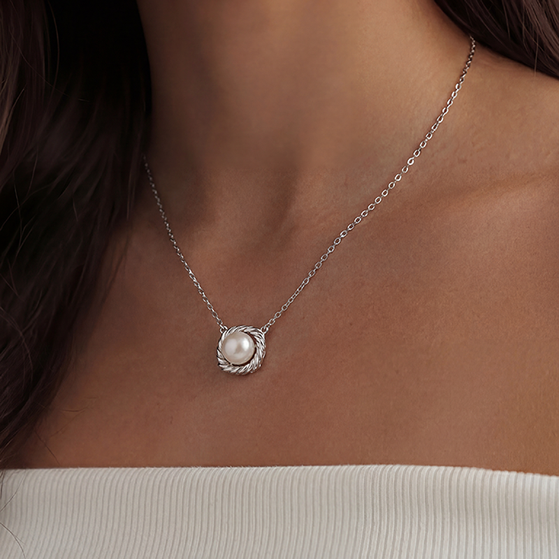 North & Pearl Twisted Frame Pearl Necklace product image
