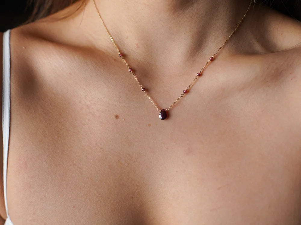 North & Pearl Garnet Drop Necklace product image