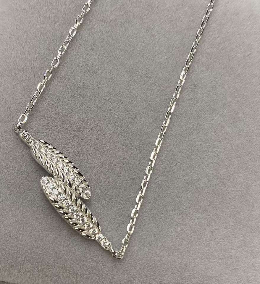North & Pearl Wheat Leaf CZ Necklace product image