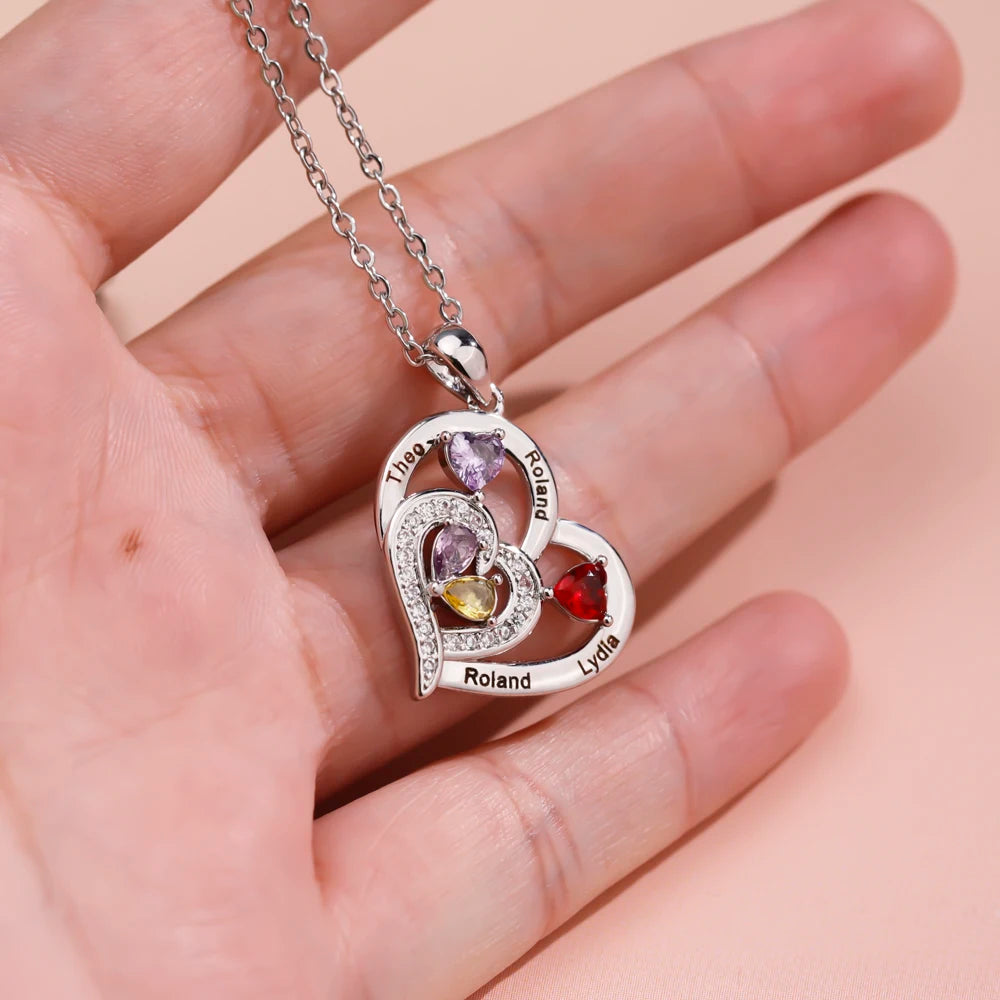North & Pearl Family Birth Month Heart Necklace, a ready-to-order mom gift