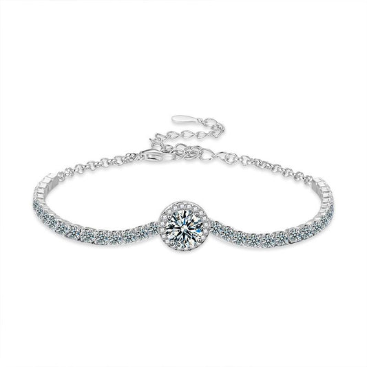 North & Pearl Halo Center Tennis Bracelet, flat lay