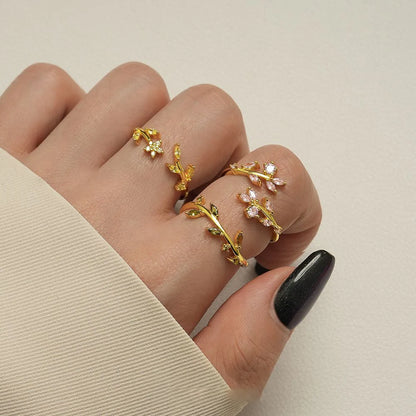 North & Pearl Flower Birthstone Open Ring product thumbnail 5